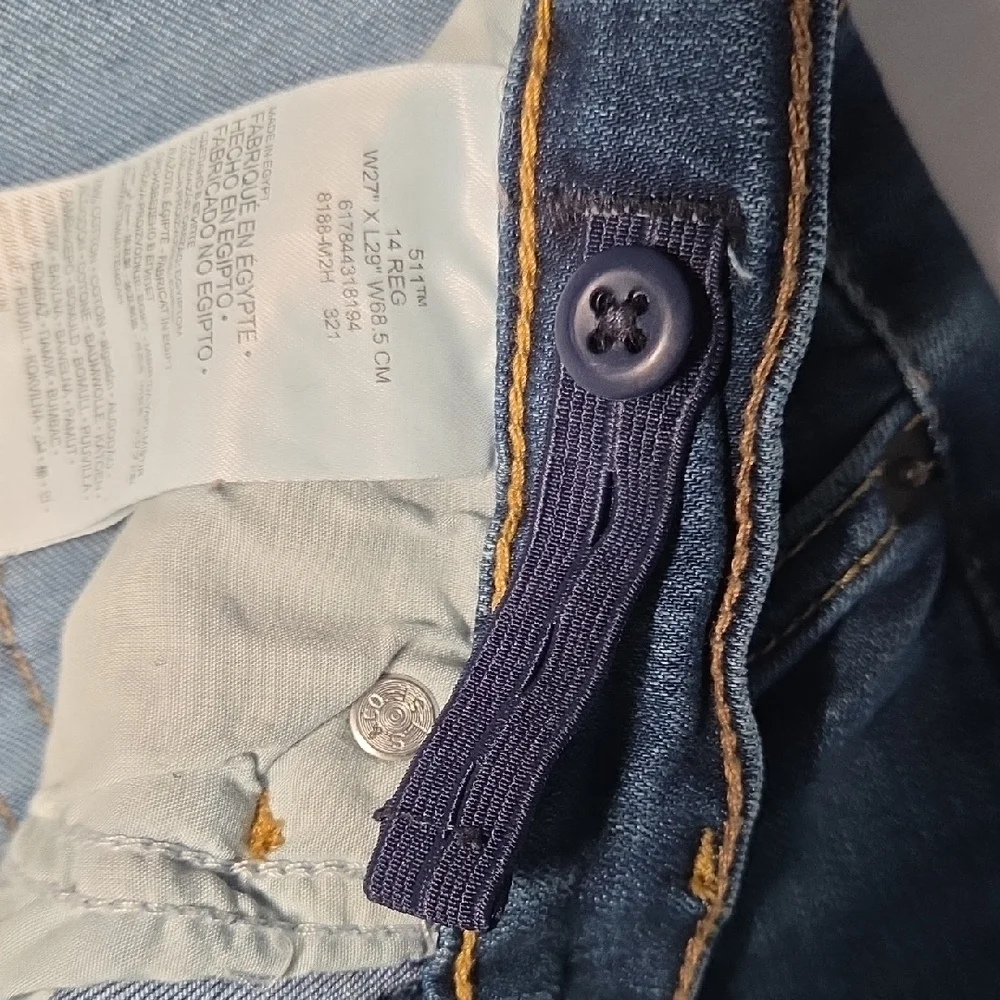 Levis 511 Slim Boys Blue Jeans Size 14reg Adjustable Waist 27 Length 29 - Picture 9 of 10